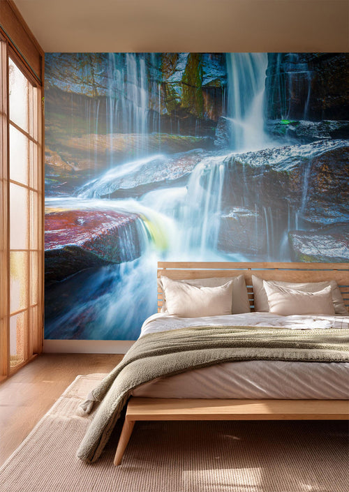 Sanders & Sanders fotobehang waterval blauw en bruin - 375 x 270 cm - 600537