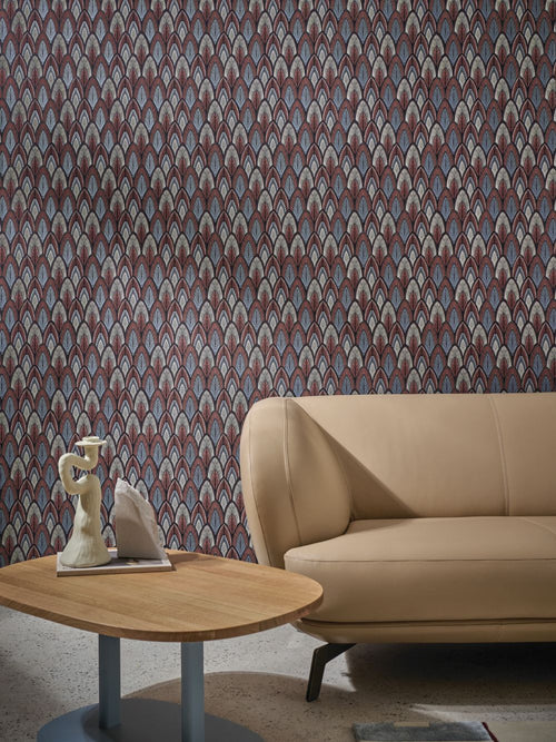 Masureel behang veren blauw - 53 cm x 10.05 m - 630979 - vtwonen shop