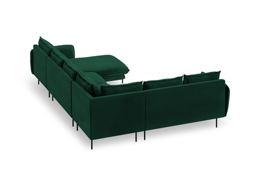 Cosmopolitan Design Panoramische hoekbank links Vienna 7-zits, flueel, flessengroen - 235x330x95cm