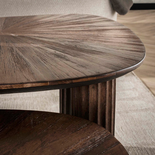 Giga Meubel Salontafel Maya - Donkerbruin Hout - Set van 2 - 76x61x38cm