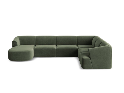 Cosmopolitan Design Modulaire panoramische hoekbank links Campi 7-zits, flueel groente - 255x330x70cm