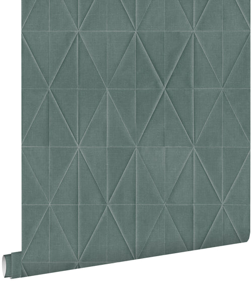 ESTAhome eco-texture vliesbehang origami motief petrolblauw - 0,53 x 10,05 m - 148712 - vtwonen shop