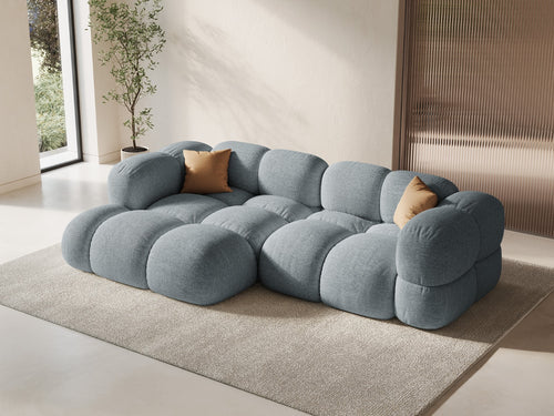 Cosmopolitan Design linker hoekbank Loretto 3-zits, structurele stof pastelblauw - 147x250x68cm