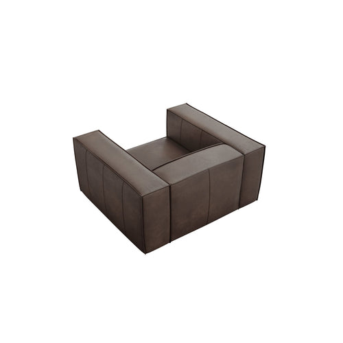 Cosmopolitan Design - Fauteuil Turin echt leer grijs bruin - 95x113x68cm