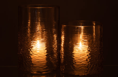 J-Line windlicht Zee - glas - grijs - large - vtwonen shop