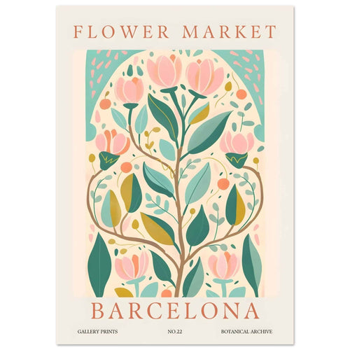 Artfulprints Poster Flower market - Barcelona   - 70x100 cm - Meerkleurig