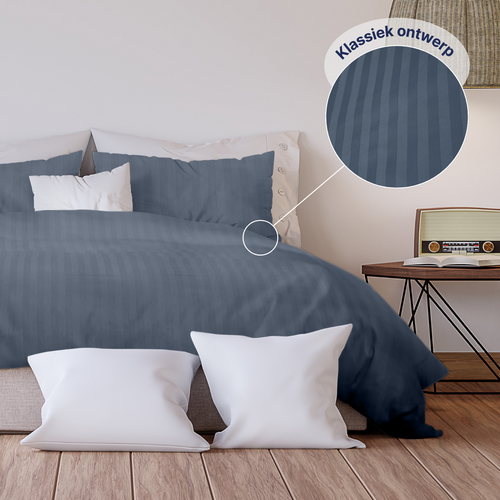 Ten Cate dekbedovertrek - 100% katoensatijn - 140x200/220 - donkerblauw