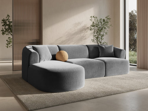 Cosmopolitan Design Modulaire hoekbank links Campi 4-zits, flueel grijs - 156x256x70cm