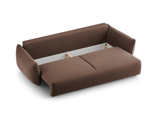 Cosmopolitan Design Slaapbank met opbergdoos Matera 3-zits, flueel chocolade - 108x240x86cm