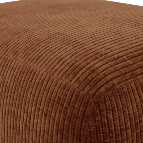 WOOOD poef Mojo Base - Ribstof - Roestbruin - 45x84x64