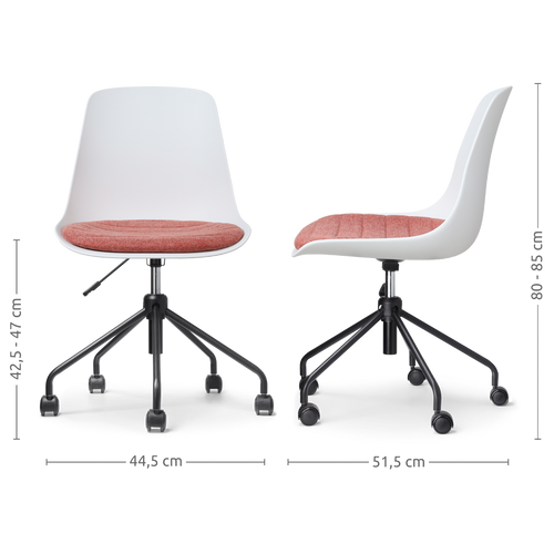 Nolon Nout-Liv Bureaustoel Wit - Terracotta Kussen - Zwart Onderstel