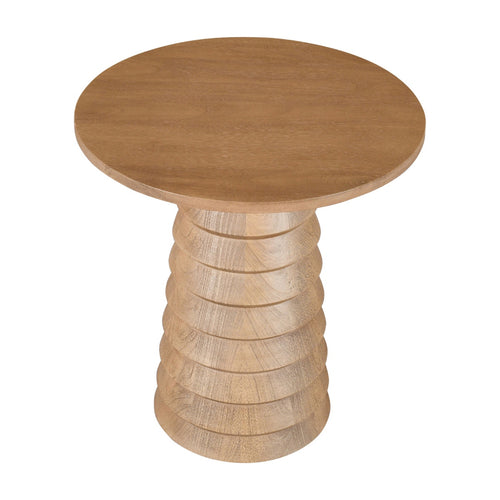 DÉJA Living Bijzettafel Marín - Rond Naturel Mangohout - 46x46x50cm - vtwonen shop