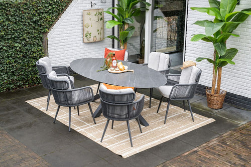 Linares dining fauteuil - carbon black - dark grey - valley sand