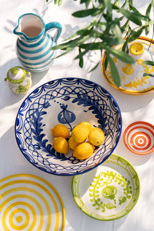 J-Line kruik Granada Stripes - keramiek - wit/aqua - small - vtwonen shop