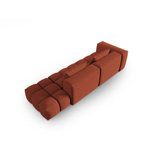 Cosmopolitan Design - Rechte modulaire bank Verona 4-zits, structurele stof koraal - 85x265x70cm