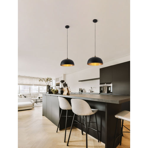 Nova Luce SQUBE Dome hanglamp voor plafond, zandkleurig zwart, goudkleurig, E27 fitting, 1x12W