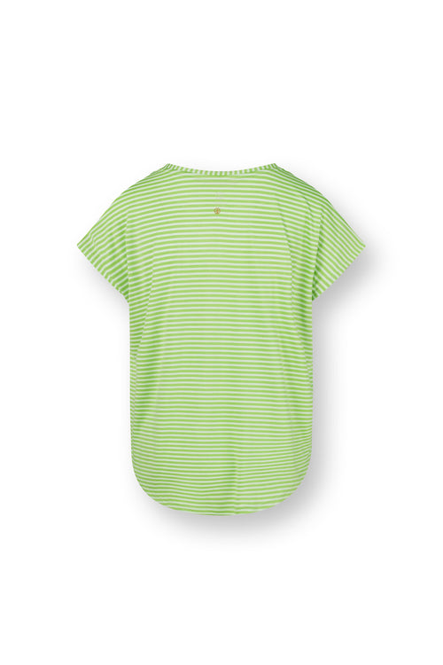 Pip Studio - Tatum Pyjama Shirt - Dames - Little Sumo Stripe - Groen - XS