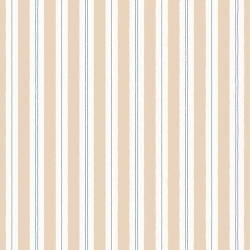 ESTAhome behang strepen beige en blauw - 50 x 900 cm - 131958