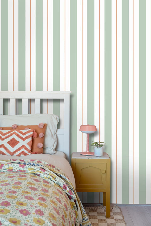ESTAhome behang strepen mintgroen en terracotta - 50 x 900 cm - 131476 - vtwonen shop