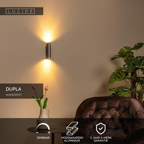 Lucide wandspot DUPLA - 2xGU10 (MR11) - Grijs ijzer