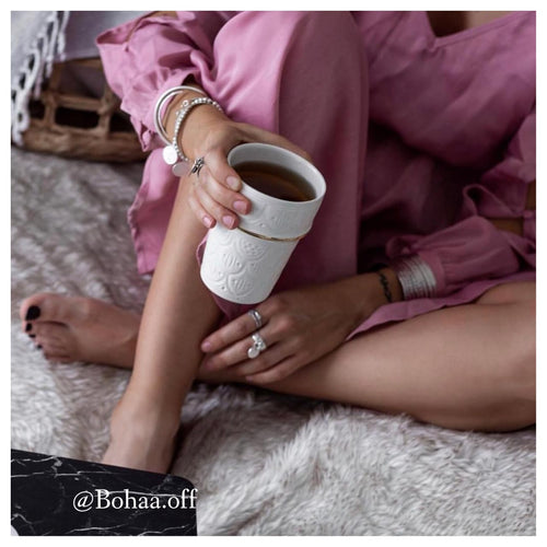 Chabi Chic Mok - Empreinte -wit/goud - keramiek - Ø 7 cm x H 9,5 cm (M) - vtwonen shop