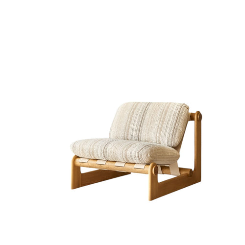 Tikamoon XL fauteuil van massief eikenhout en beige stof - Beige