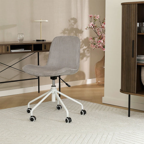 Nolon Nout-Fé Bureaustoel Ribstof Warm Grijs - Stof - Wit Onderstel