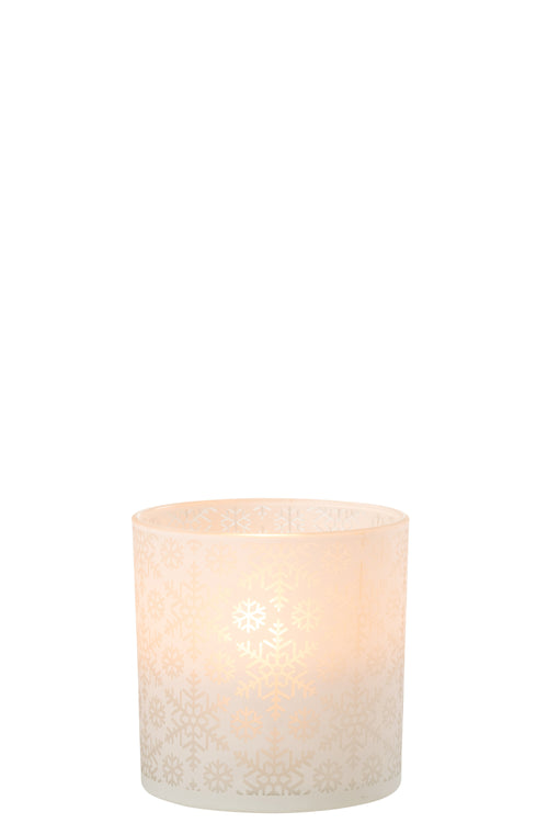 J-Line windlicht Sneeuw - glas - wit - large - vtwonen shop