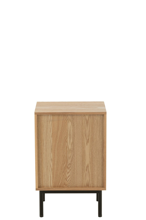 J-Line nachtkast Vierkant - hout/metaal - naturel/zwart