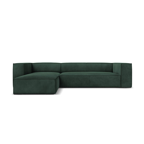 Cosmopolitan Design - Linker hoekbank Turin 5-zits, structurele stof groente - 173x290x68cm