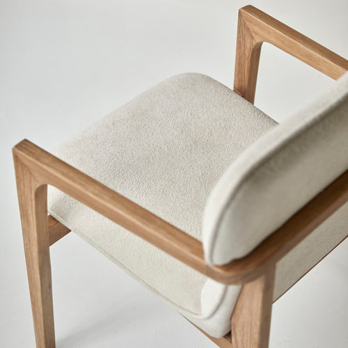 Tikamoon Leunstoel van massief acacia en stof - Beige