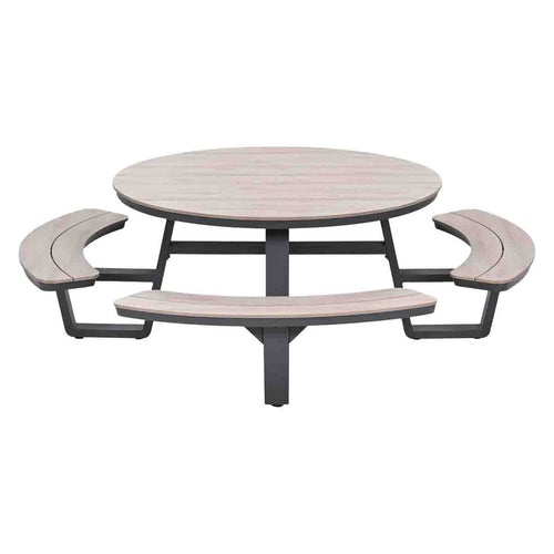 Garden Impressions picknicktafels Sarria donker grijs - vironwood - Ø148x75 cm