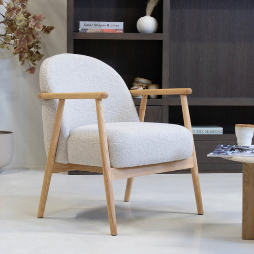 DÉJA Living Fauteuil Skövde - Beige Stof/Eiken - 65x72x81cm - vtwonen shop