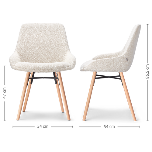 Nolon Nena-Isa Eetkamerstoelen Set van 2 - Bouclé Beige - Houten Poten - vtwonen shop