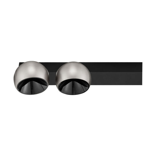 Nova Luce LUSA Dubbele plafondspot in mistig nikkel, zwart, Triac dimbare LED 21W 1540lm 3000K
