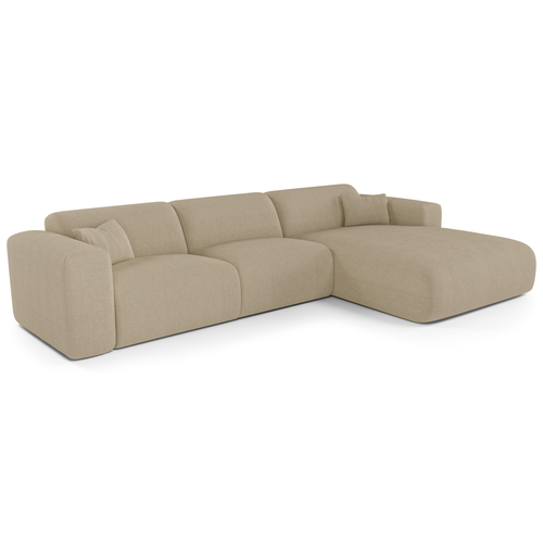 Sia Home - Rechthoekige hoekbank die ook als bed kan dienen MYRA - corduroy beige 280cm