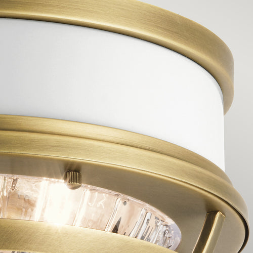 Elstead Kichler Tollis Bowl Semi Flush Plafondlamp Natuurlijk Messing & Wit