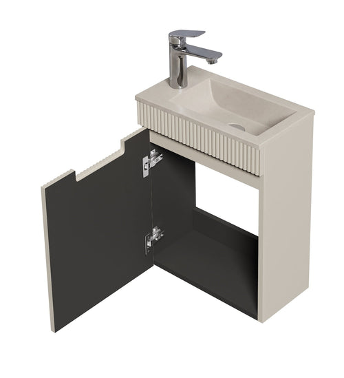 Badplaats Toiletmeubel Thermis 40 x 22 cm – Beige – Fonteinmeubel met Beige Wastafel