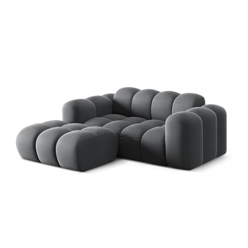 Cosmopolitan Design - Linker hoekbank Treno 2-zits, flueel grijs - 164x180x70cm