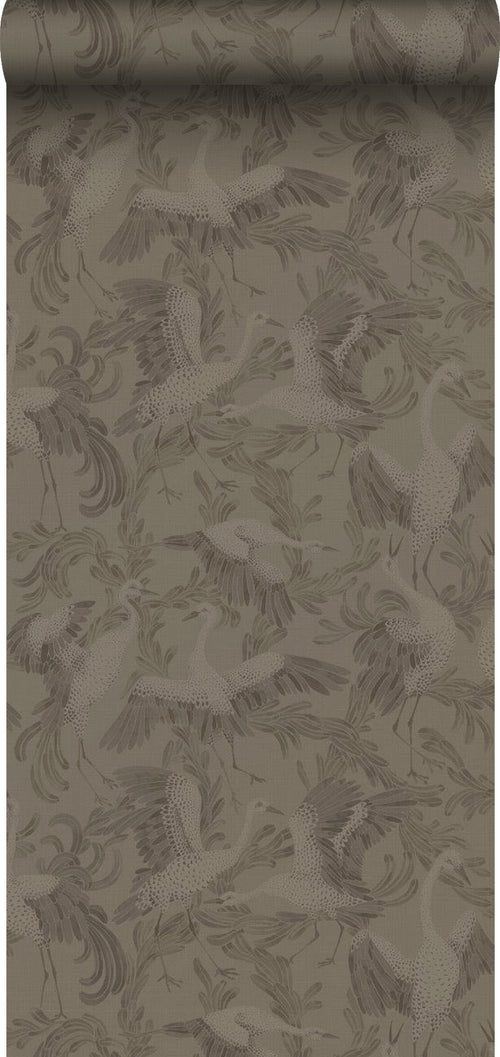 Borastapeter behang kraanvogels bruin - 53 cm x 10.05 m - 660314 - vtwonen shop