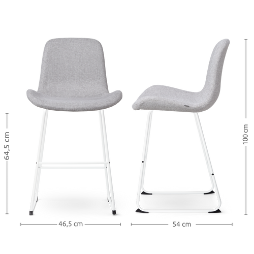 Nolon Nino-Fé Barkrukken Set van 2 - Lichtgrijs - Wit - 65 cm