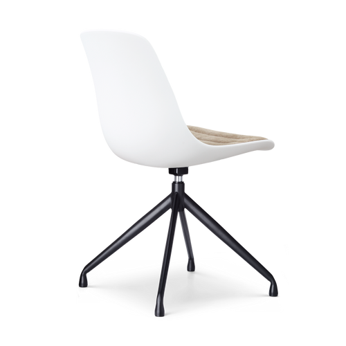 Nolon Nola-Liv draaibare eetkamerstoel wit met nougatbruin zitkussen - zwart onderstel