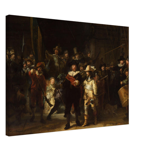 Artfulprints Canvas Rembrandt van Rijn - De nachtwacht canvas - 70x50 cm - Bruin