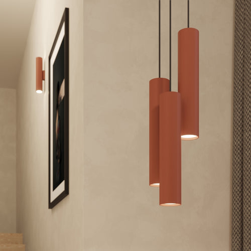 Sollux Lighting Hanglamp LAGOS 1 rood oker - 8x8x118cm