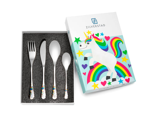 Zilverstad - Kindercouvert Unicorn - 4 delig - RVS