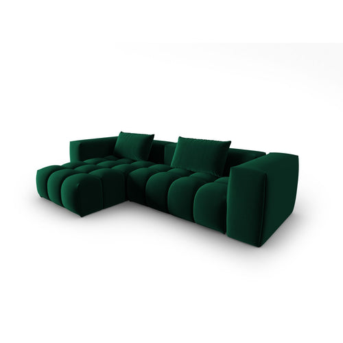 Cosmopolitan Design - Modulaire hoekbank links Verona 3-zits, flueel flessengroen - 145x260x70cm
