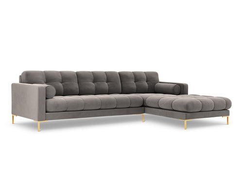 Cosmopolitan Design rechter hoekbank Bali 5-zits, flueel, lichtgrijs - 185x293x75cm
