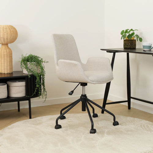 Nolon Nout-Eef Bureaustoel Beige - Armleuning - Zwart Onderstel - vtwonen shop