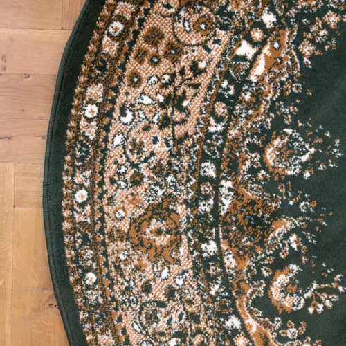 Interieur05 Rond Vintage Vloerkleed Keshan Groen - 190 x 190 cm - vtwonen shop