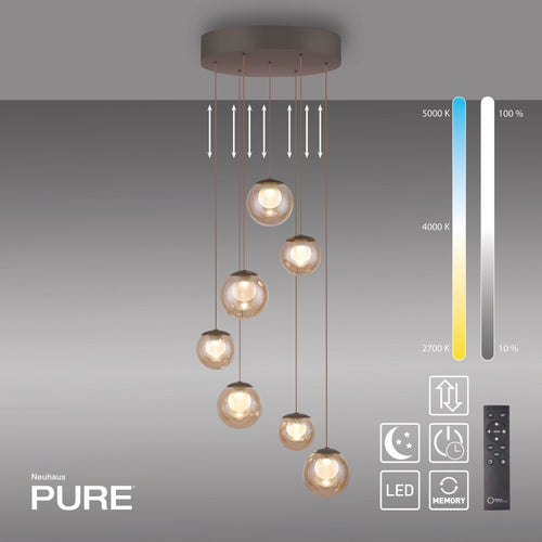 Neuhaus PURE hanglamp Popup - 7 lichts - 40  x 180   cm - champagne